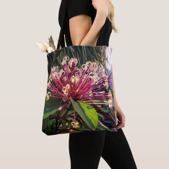 Starburst Clerodendrum Flowers Tote Tygkasse (Närbild)