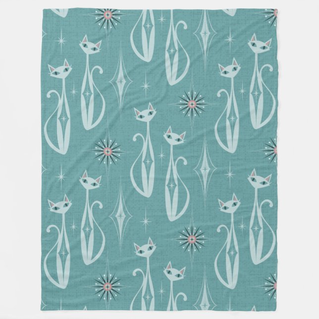 Starburst Diamond Cats på Blue Fleecefilt (Framsidan)