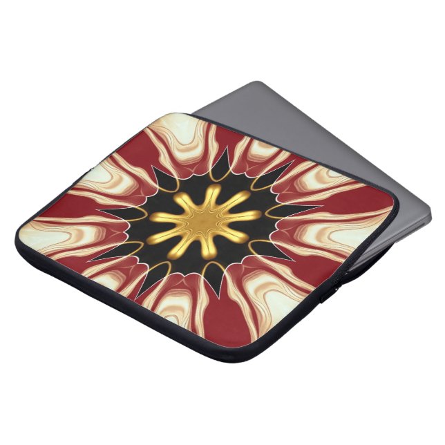 Starburst: Djup karmosin & Guld Lyx Tech Protec Laptop Fodral (Framsida topp)