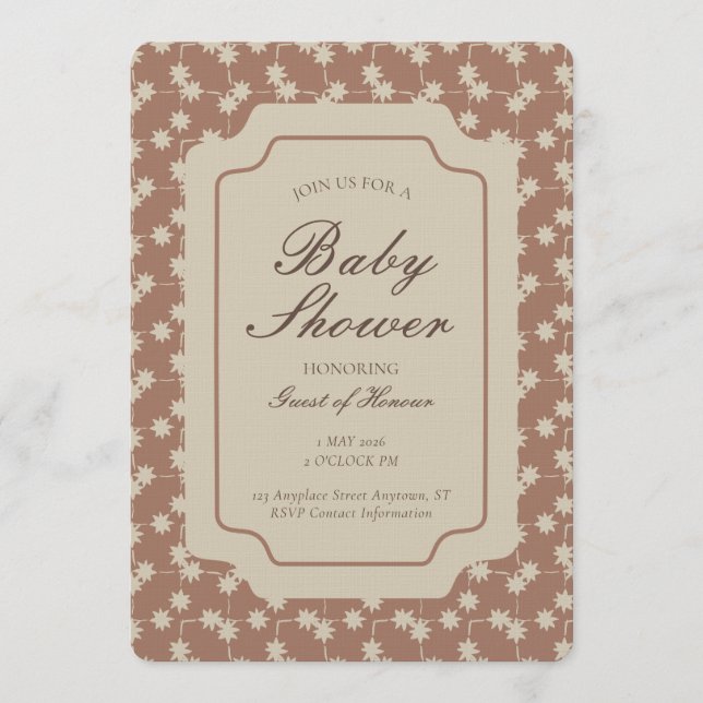 Starburst Geometric Gender Neutral Brown Beige Inbjudningar (Framsida)