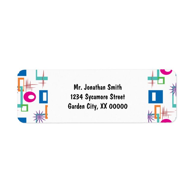 Starburst Geometric Multicolor Mönster Returadress Etikett (Framsidan)