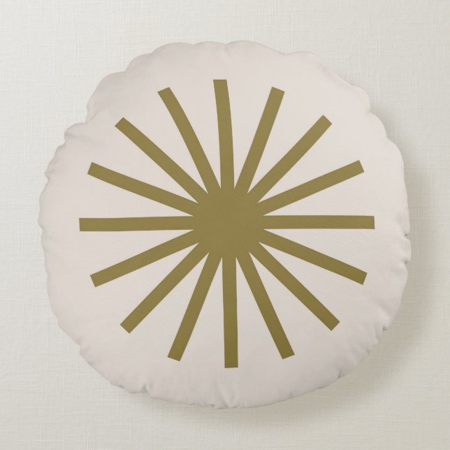 Starburst Guld & Linen White Rund Kudde (Framsidan)