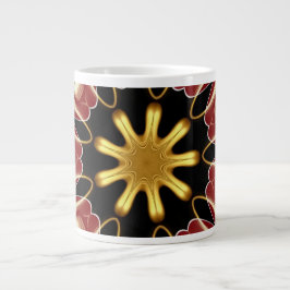 Starburst Jumbo | Deep Crimson & Gold Luxury Abstr Jumbo Mugg