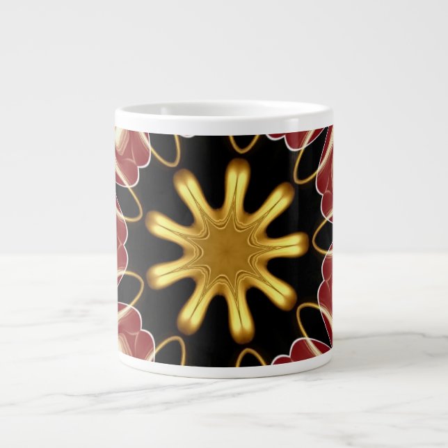 Starburst Jumbo | Deep Crimson & Gold Luxury Abstr Jumbo Mugg (Framsidan)