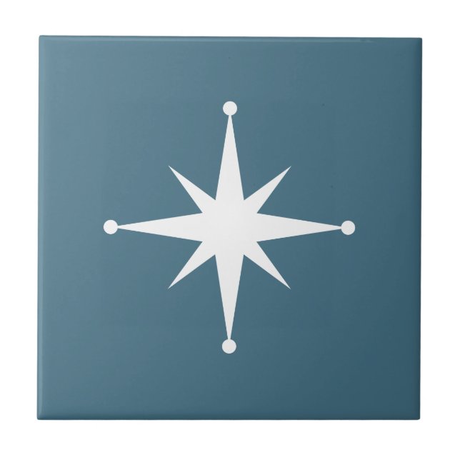 Starburst Mid Century Modern Blue Retro Kakelplatta (Framsidan)