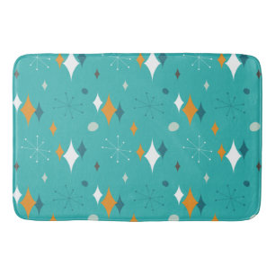 Starburst Mid Century Modern Mönster i Teal Bord Badrumsmatta