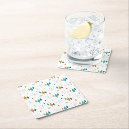 Starburst Mid Century Modern Mönster Underlägg Papper Kvadrat