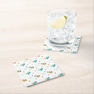 Starburst Mid Century Modern Mönster Underlägg Papper Kvadrat