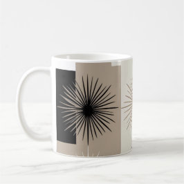 Starburst Minimalist Design Beige White Black Kaffemugg
