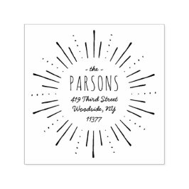 Starburst Monogram Adress Frimärke Självfärgande Stämpel