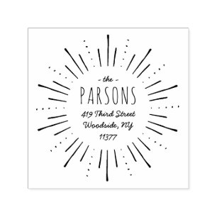 Starburst Monogram Adress Frimärke Självfärgande Stämpel