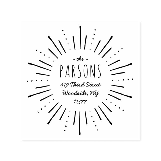 Starburst Monogram Adress Frimärke Självfärgande Stämpel (Design)