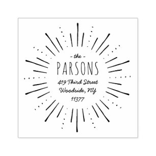 Starburst Monogram Adress Frimärke Stämpel