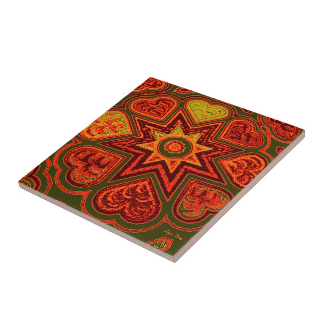 "Starburst of Kärlek" Trivet/Tile Kakelplatta (Sidan)