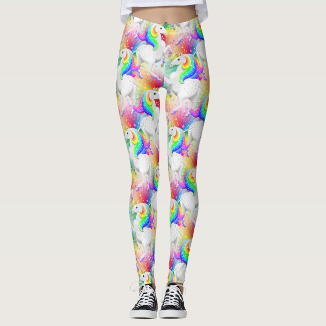 Starburst Princess Unicorn med Stars Leggings (Framsida)