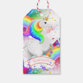 Starburst Rainbow Princess Unicorn Birthday Presentetikett
