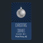 Starburst Rand Ornament Baking Labels, Blue Fraktsedel<br><div class="desc">Trendig och snyggt Starburst Rand Ornament Helgdag Baking Labels med en dynamisk start i mörk blått prydnadsföremål och julprydnad med snöflingor i silver. Den här unika julbakmärkningen är perfekt för att klämma in era helgdag bakade varor! Enkel att anpassa, anpassa med den text du väljer. Klicka på knappen "Anpassa" om...</div>