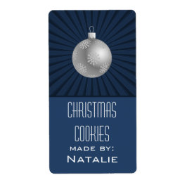 Starburst Rand Ornament Baking Labels, Blue Fraktsedel