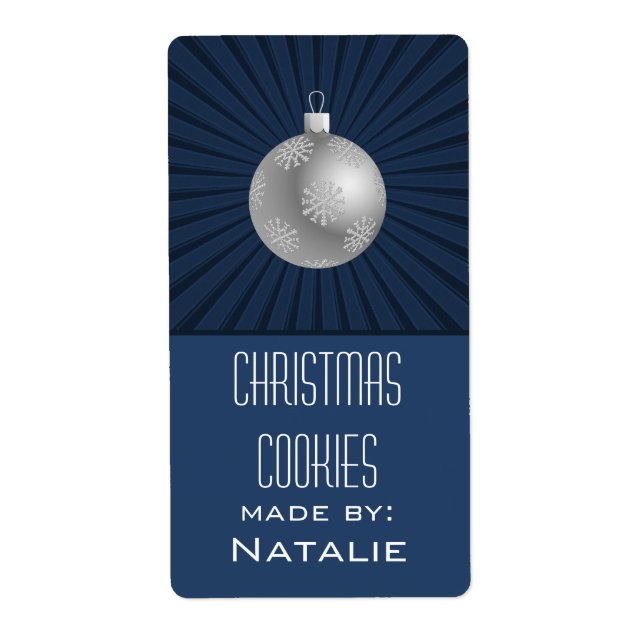 Starburst Rand Ornament Baking Labels, Blue Fraktsedel (Framsidan)