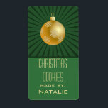 Starburst Rand Ornament Baking Labels, Grönt Fraktsedel<br><div class="desc">Trendig och snyggt Starburst Rand Ornament Helgdag Baking Labels med en dynamisk start i mörk grönt prydnadsföremål och julprydnad med snöflingor i guld. Den här unika julbakmärkningen är perfekt för att klämma in era helgdag bakade varor! Enkel att anpassa, anpassa med den text du väljer. Klicka på knappen "Anpassa" om...</div>