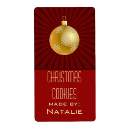 Starburst Rand Ornament Baking Labels, Red Fraktsedel