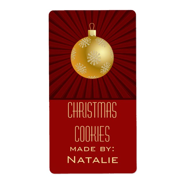 Starburst Rand Ornament Baking Labels, Red Fraktsedel (Framsidan)