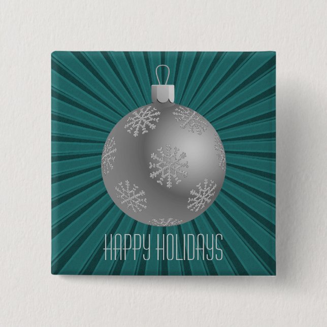 Starburst Rand Ornament Button, Teal Knapp (Framsida)