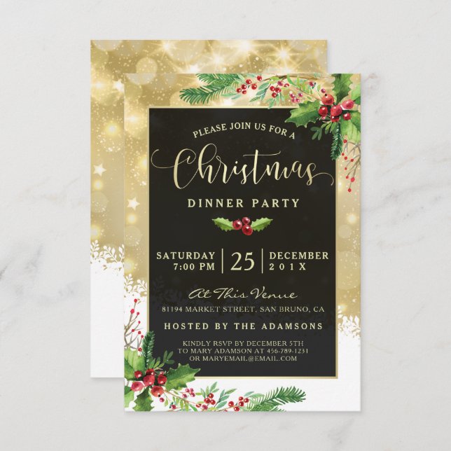 Starburst Snöflingor| Julfest Inbjudan (Fram/baksida)