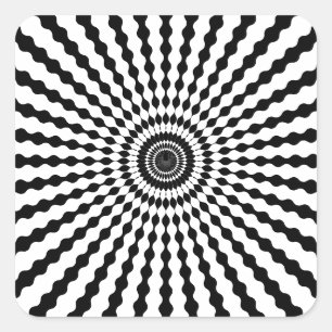 Starburst, svart och vit fyrkantigt klistermärke