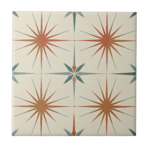 Starburst Teal Orange Brown Kakelplatta