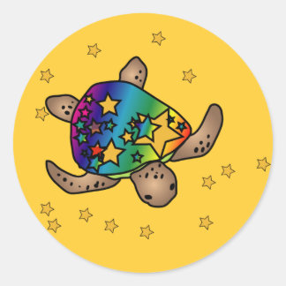 Starburst Turtle Sticker Runt Klistermärke