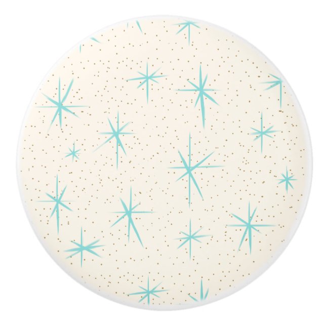 Starbursts för utrymmeålderturkos keramisk knopp (Framsidan)