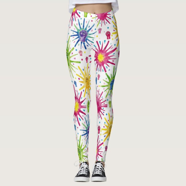 Starbursts Seamless Mönster Leggings (Framsida)
