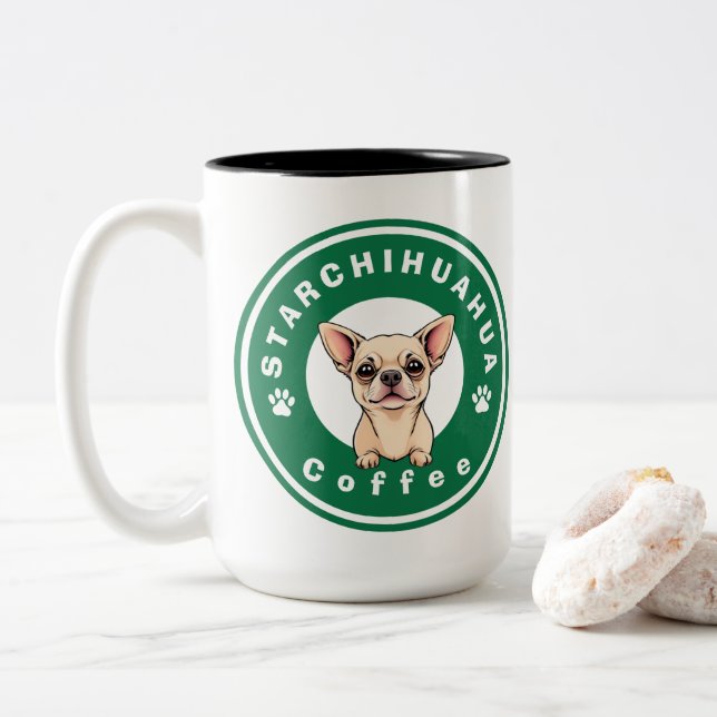 StarChihuahua-kaffe Två-Tonad Mugg (Med munk)