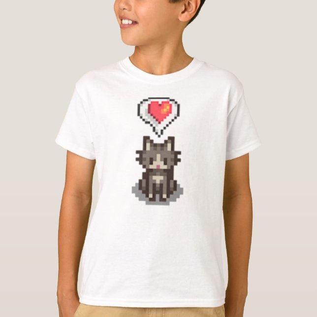 Stardew Valley Lycklig Grått Cat T Shirt (Framsida)