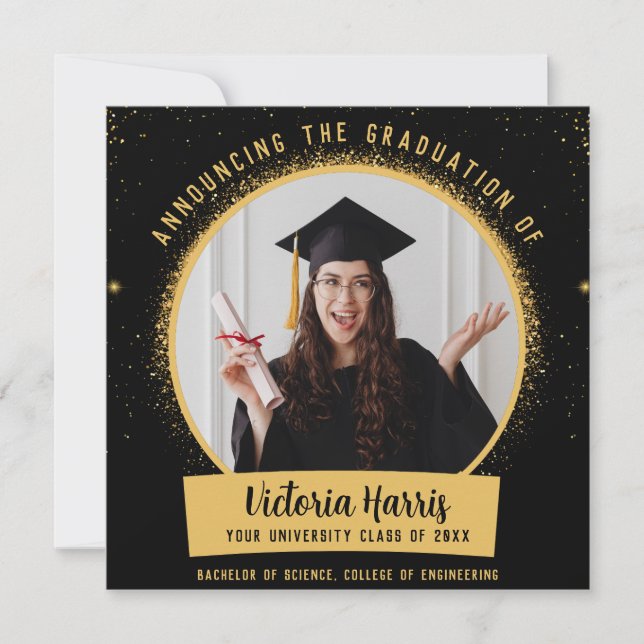 Stardust Anpassad Foto Rolig Examen Annonsering Inbjudningar (Framsida)