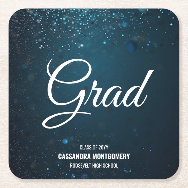 Stardust Blue-Studentfest Underlägg Papper Kvadrat (Framsidan)