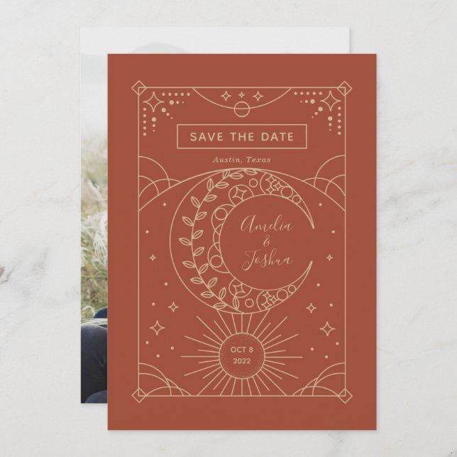 Stardust Bröllop Photo Save Date Spara Datumet (Fram/baksida)