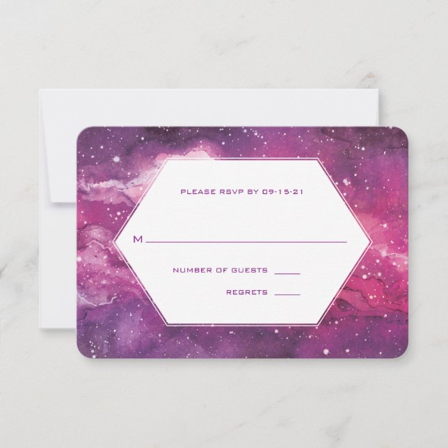 Stardust Cosmic Rosa Bröllop OSA Kort (Framsida)
