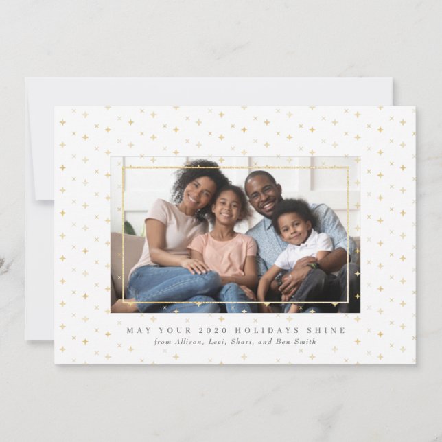 Stardust Gold Foil Photo Helgdag Card Meddelande (Framsida)