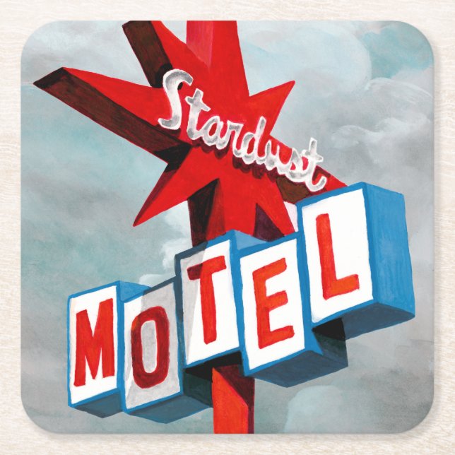 Stardust Motel-tecken Underlägg Papper Kvadrat (Framsidan)
