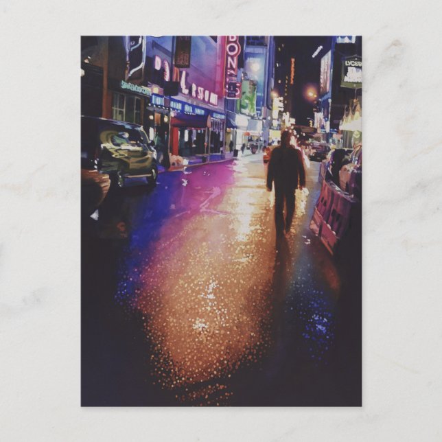 "Stardust" New York Scene Watercolor Painting Vykort (Framsida)