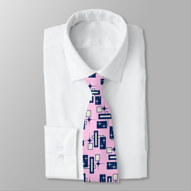 Stardust Retro Geometric Rosa tvåsidig Slips (Bunden)