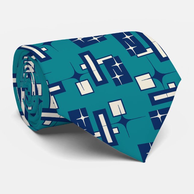 Stardust Retro Geometric Teal Two-sided Slips (Rullad)