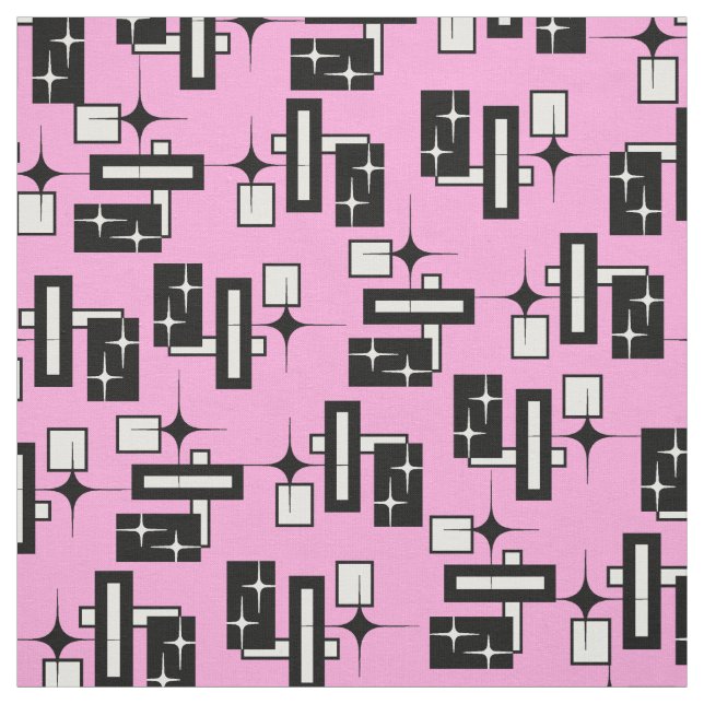 Stardust Retro geometriskt svartvitt Tyg (Provkarta)