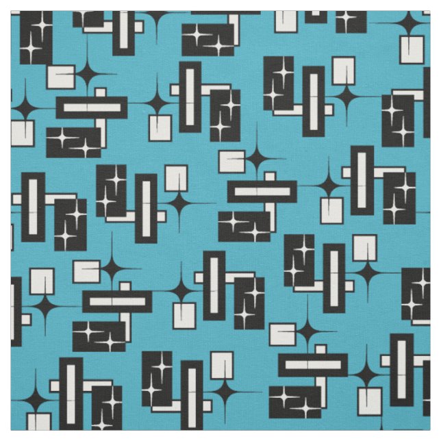 Stardust Retro geometriskt svartvitt Tyg (Provkarta)