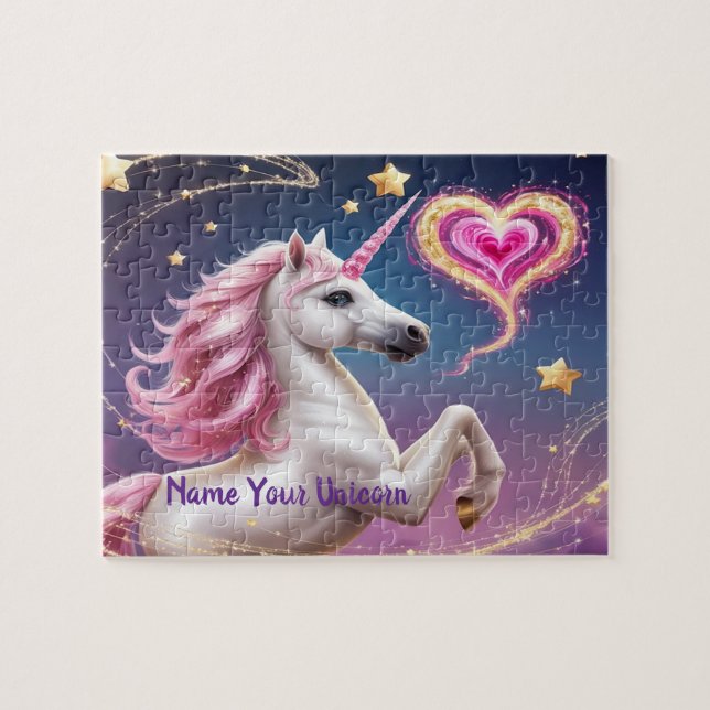 Stardust the Unicorn & Magical Glitter Heart Art Pussel (Horisontell)