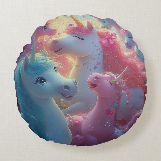 Stardust Unicorn Gala Rund Kudde (Framsidan)