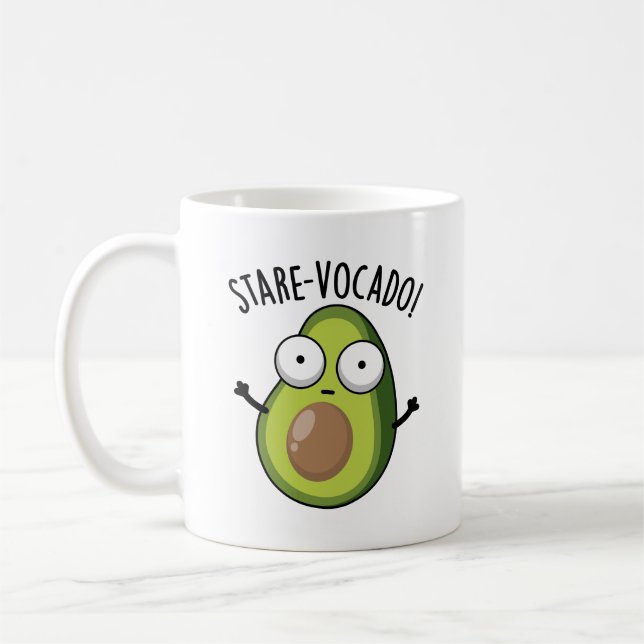 Stare-vocado Funny Avocado Pun Kaffemugg (Vänster)