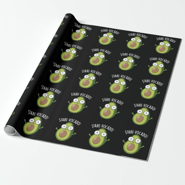 Stare-vocado Funny Avocado Pun Mörk BG Presentpapper (Utrullad)